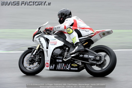 2010-05-08 Monza 0220 - La Roggia - Superstock 1000 - Free Practice - Maxime Berger - Honda CBR1000RR
